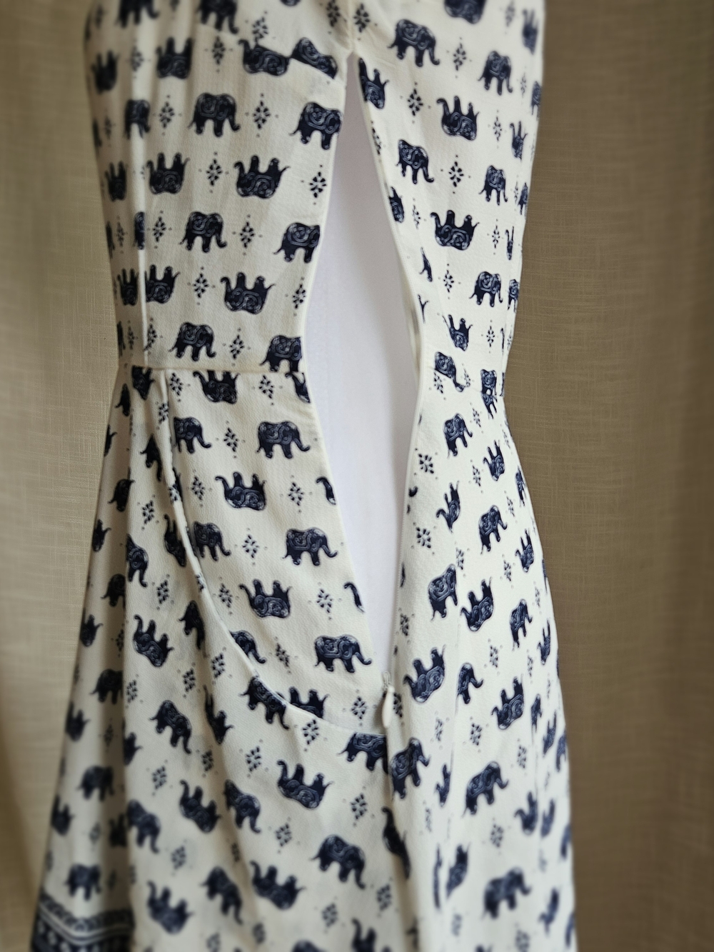 L.A. SOUL Elephant Print Sleeveless Sun Dress Blue White Paisley Border Size S - Picture 11 of 16